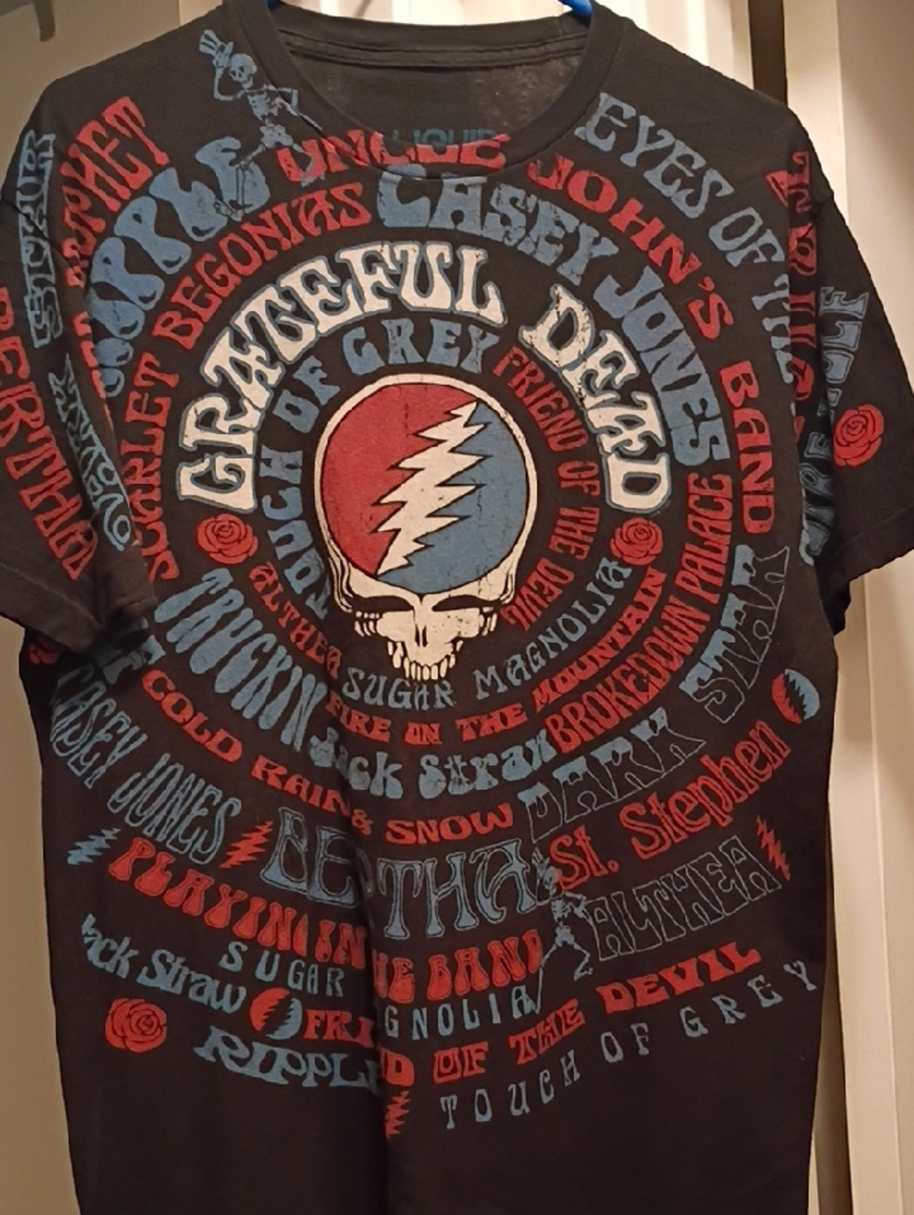 Grateful Dead Men's Black Graphic Tee - Lightning Skull Design